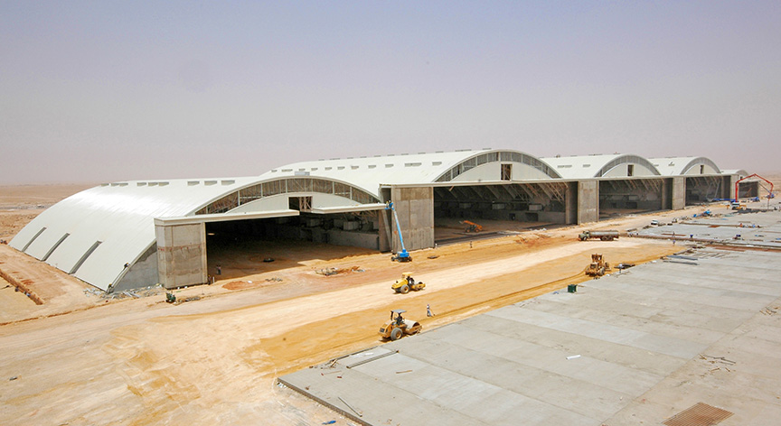 <b>Project:</b> Aircraft Hangar<br><b>Client:</b> Ministry of Finance<br><b>Job Site:</b> Riyadh, Saudi Arabia